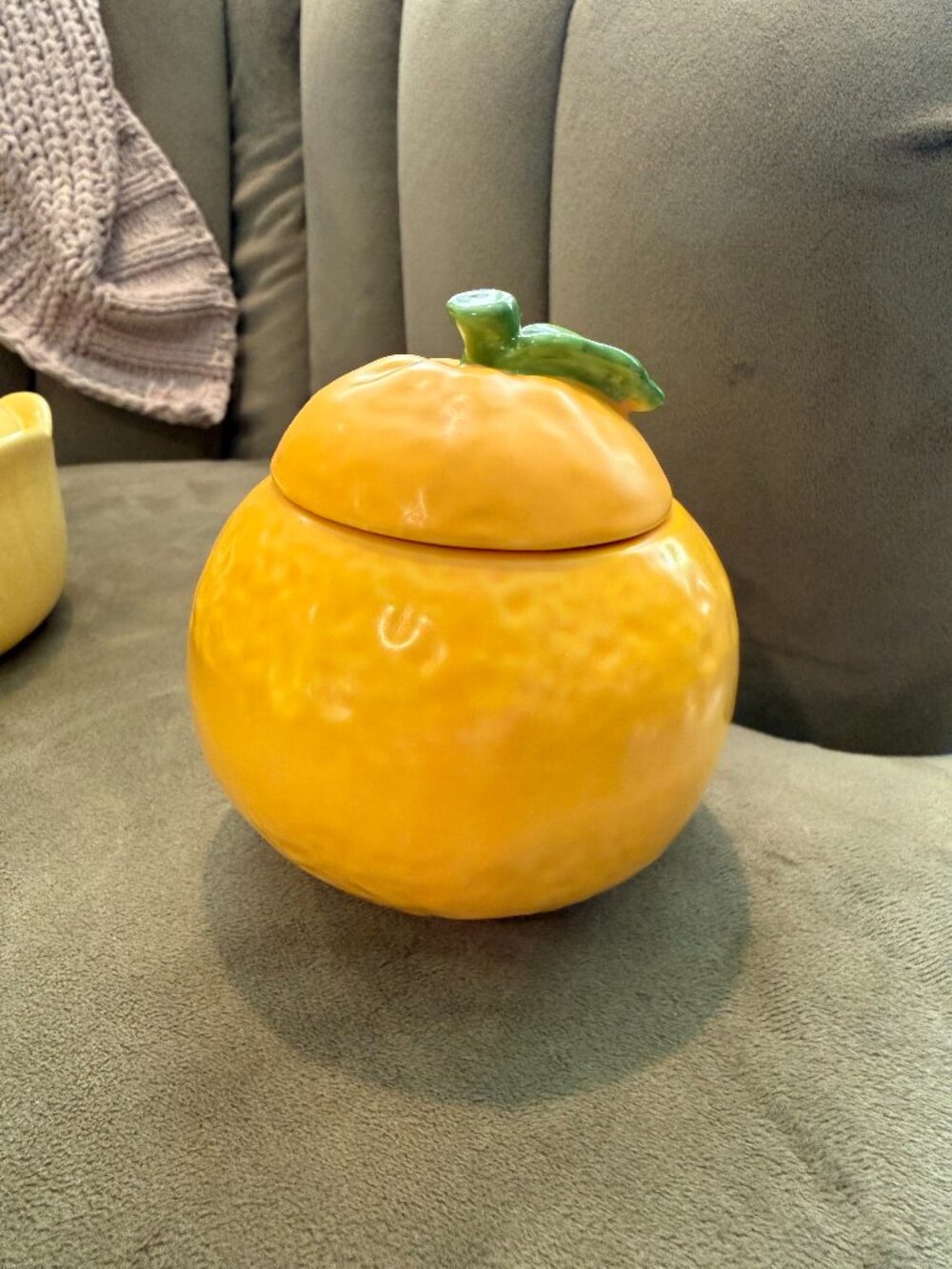 Orange Ceramic Jar, Sugar Bowl, Kitchen Accessories, Food Storage Container